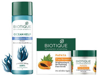 Biotique Bio Kelp Fresh Growth Protein Shampoo, 190ml & Bio Papaya Revitalizing Tan Removal Scrub, 75g