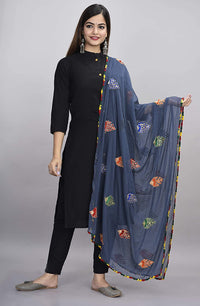 DIAMO Women's  Phulkari Chiffon Dupatta
