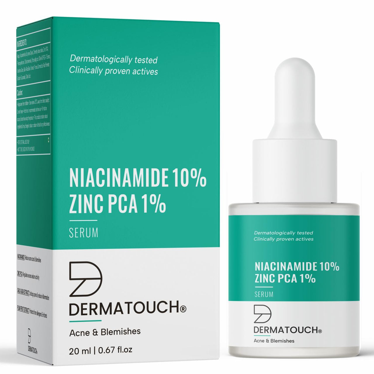 DERMATOUCH 10% Niacinamide Serum for Acne & Blemishes| Oil Balancing with Zinc PCA | For Acne Prone skin | 20ml