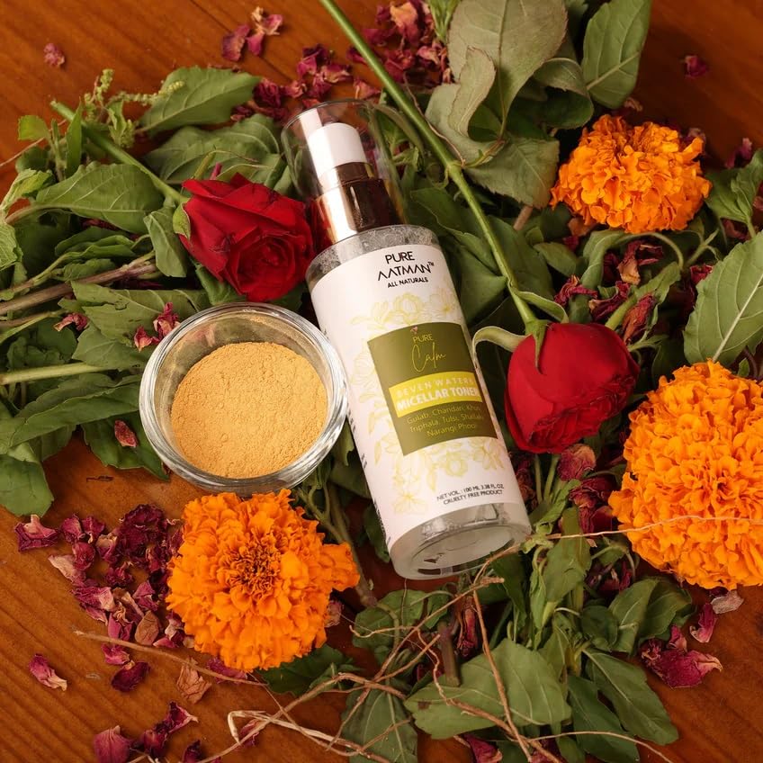 PURE AATMAN Seven Waters Micellar Toner | 100 ml Cleansing Water | Cleansing & Brightening