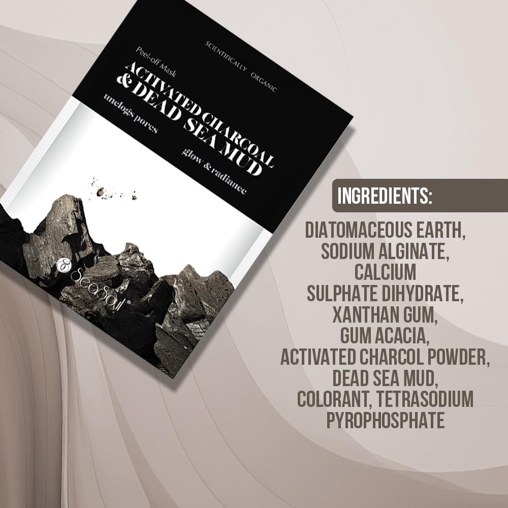 SEA SOUL Detox Peel-Off Mask - 20 g | With Activated Charcoal & Dead Sea Mud | Brightens Skin, Unclogs Pores & Enhances Radiance | Deep Cleansing Face Mask