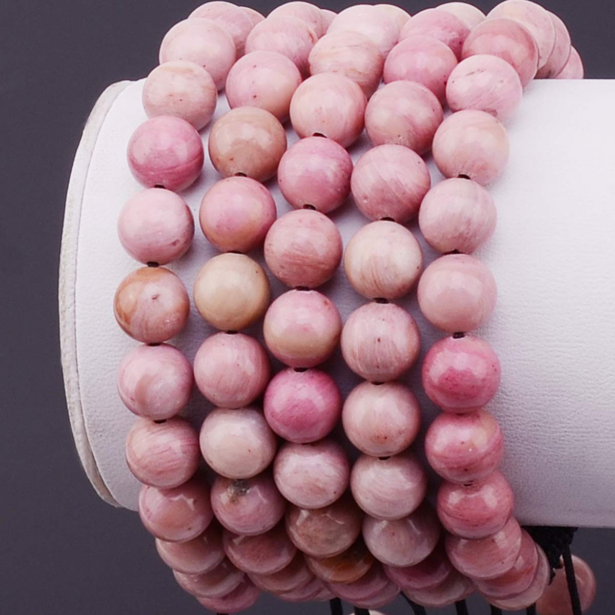 Massive Beads Natural Healing Power Gemstone Crystal Beads Unisex Adjustable Macrame Bracelets 8mm Pink Rhodochrosite