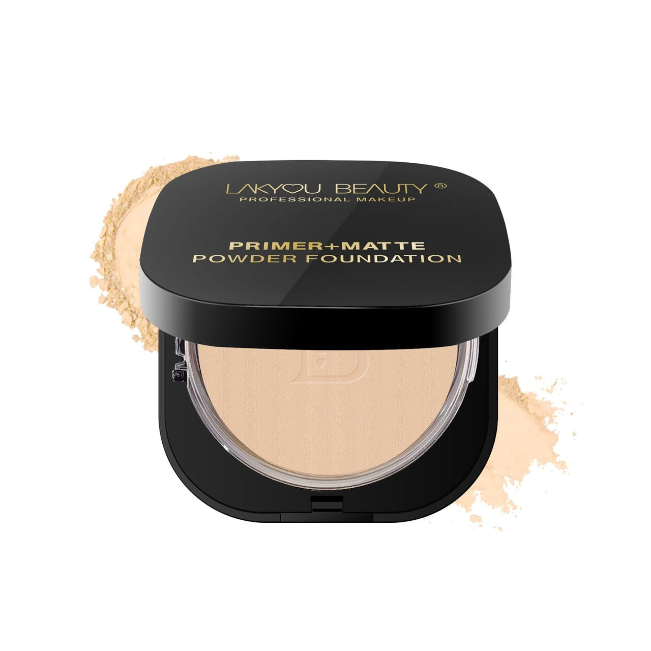 Lakyou Beauty Primer + Matte Compact Powder Foundation 15g, Shade-03(Natural Beige) | All-in-One Primer & Foundation | Lightweight Matte Finish | Long-Lasting | Oil-Control