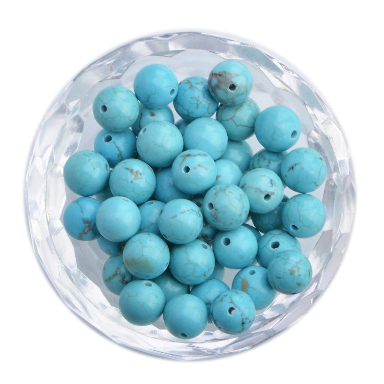 100Pcs Natural Crystal Beads Stone Gemstone Round Loose Energy Healing Beads with Free Crystal Stretch Cord for Jewelry Making (Turquoise, 8MM) Turquoise