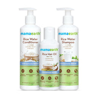 Mamaearth Rice Hair Oil – 150 ml + Rice Water Shampoo – 250 ml + Rice Water Conditioner – 250 ml