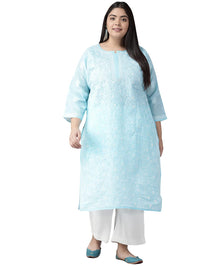 Ada Hand Embroidered Lucknowi Chikankari Cotton Kurta Kurti for Women A411165