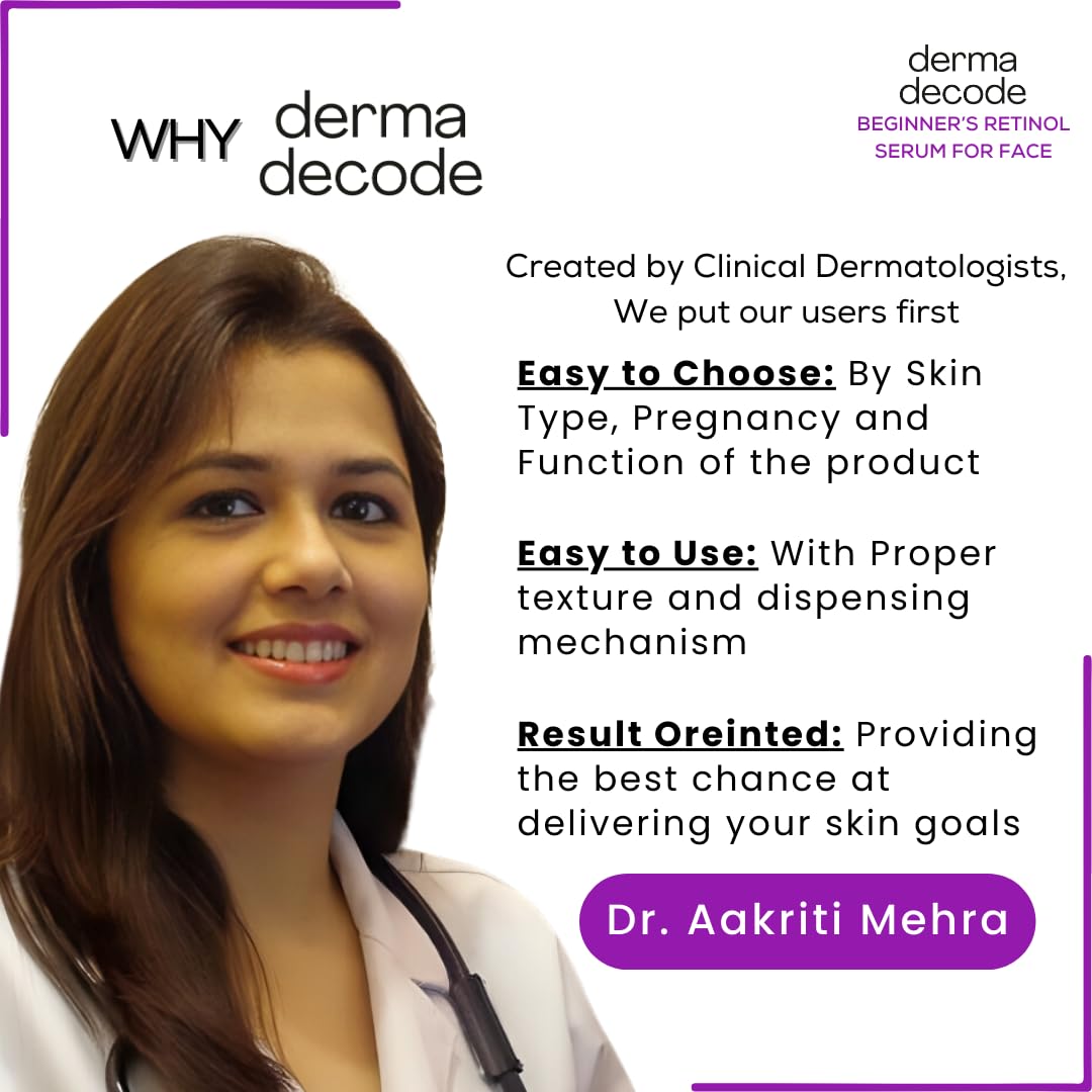 Derma Decode Retinol Night Serum - 0.5% Retinol, 3% Peptides, 5% Niacinamide, 1% Hyaluronic Acid Face Serum for 30+ & 40+ - Ideal for Oily, Dry, Sensitive Skin - 30ml Airless Pump