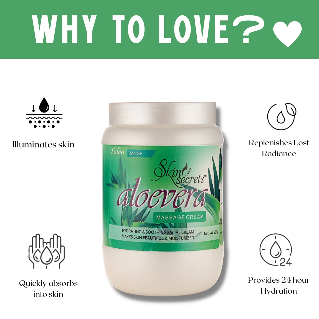 Skin Secrets Aloe Vera Massage Cream with Aloe Extract| Hydrates, Nourishes & Soothes Dull & Dehydrated Skin| Paraben free, Cruelty free & Vegan (800gm)