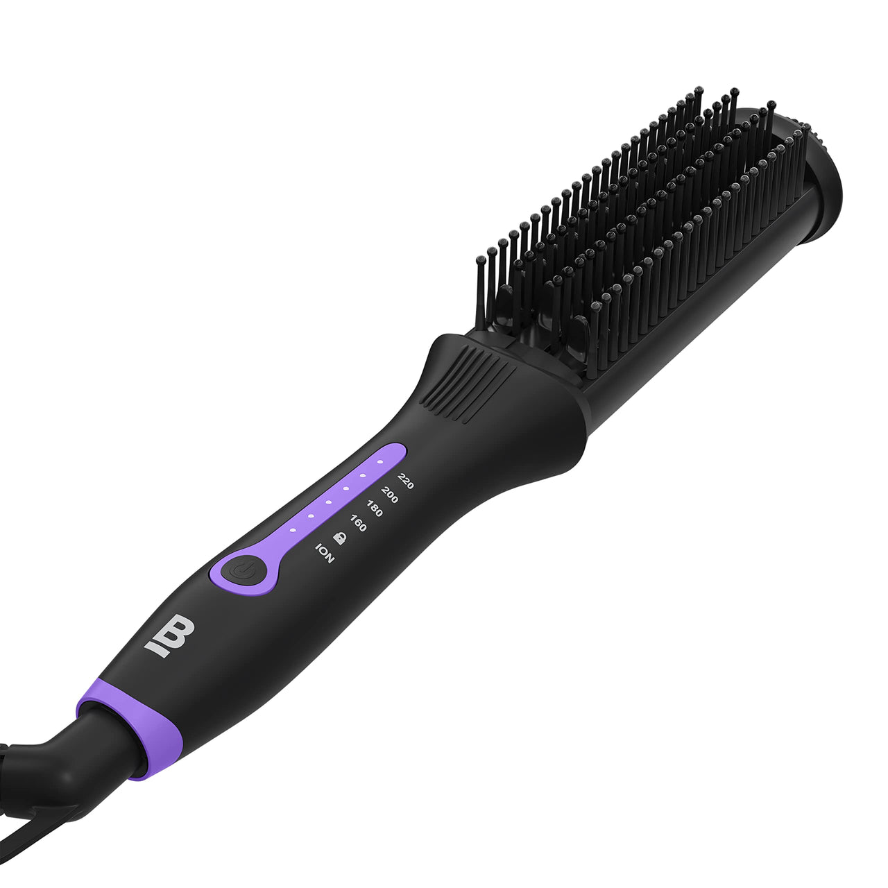 Bblunt Pro Insta Smooth Hair Straightening Brush With 4 Temperature Settings And Ionic Technology For 2X Better Frizz Control | (Ceramic Coated Bristles) Black & Purple,50 Watts