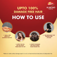 Dabur Almond Hair Oil - 190ml With Free Dabur Almond Oil 95ml | Provides Damage Protection | Non Sticky Formula | For Soft&Shiny Hair | With Almonds, Keratin Protein, Soya Protein & 10X Vitamin E