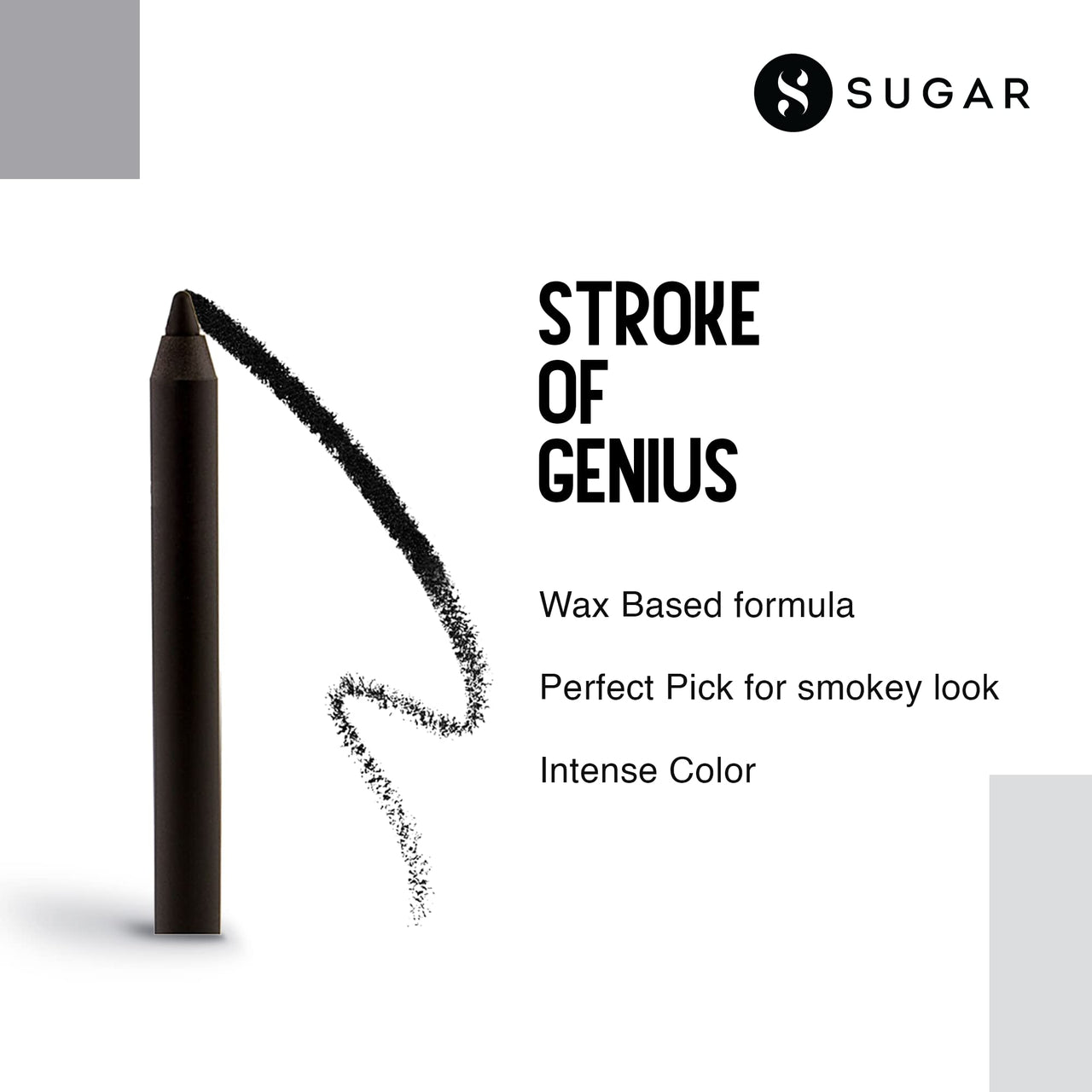 SUGAR Cosmetics Stroke Of Genius Heavy-Duty Kohl with Sharpner | Long Lasting, Smudge Proof & Waterproof Kajal Pencil | Matte Finish | 1.2gm - 01 Back To Black (Black)