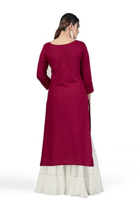 Fashion Dream Women Viscose Rayon Sequence Embroidered Straight Kurti