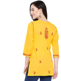 Ada Women's  Cotton Top Hand Embroidered Lucknowi Chikankari Tunic Kurti