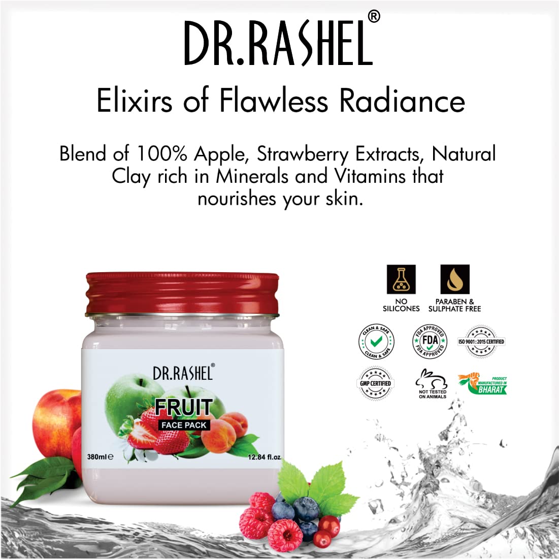 DR.RASHEL Fruit Face Pack for Glowing Skin, Oil Control, Acne, Pimples, Detan, Blemishes, Pigmentation & Brightening, Face Cleansing for Face & Body (380 Ml)