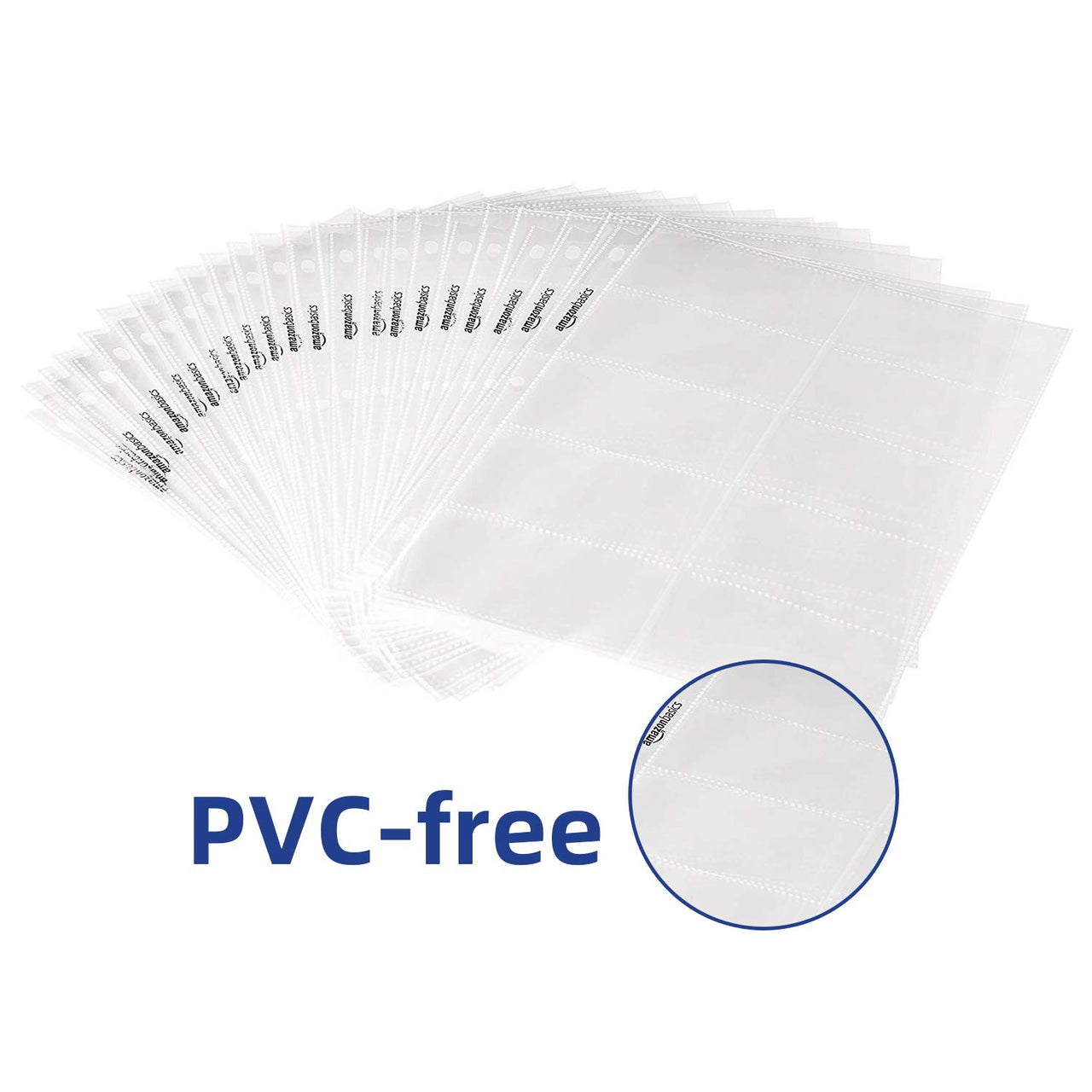 Basics Plastic Business Card Holder, Protector Sleeves for 3-Ring Binder, Transparent, 25-Pack