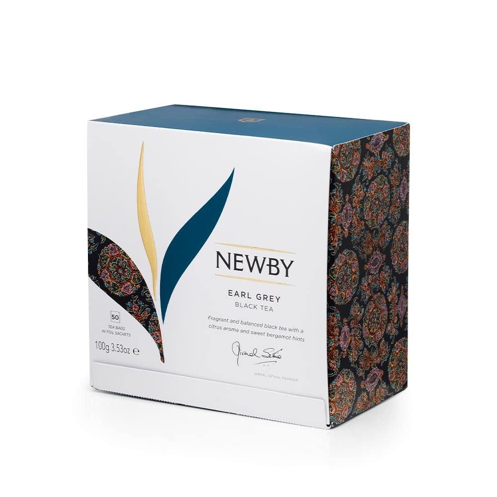 Newby Earl Grey Tea Bags | Premium Black Tea Blended With Natural Bergamot Flavor & Citrus Twist | Light and Refreshing | 50 pieces | 100 Grams
