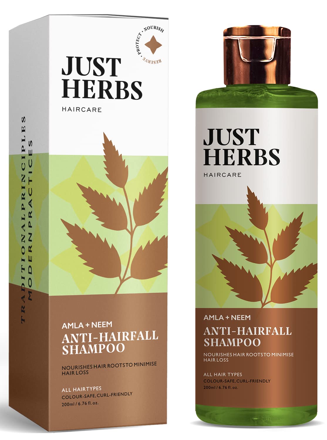 Just Herbs 8 In 1 Root Nourishing Amla Neem Hair Fall Control Shampoo 200 Ml & Just Herbs Ayurvedic Vitamin C Face Pack & Mask- 50 gm