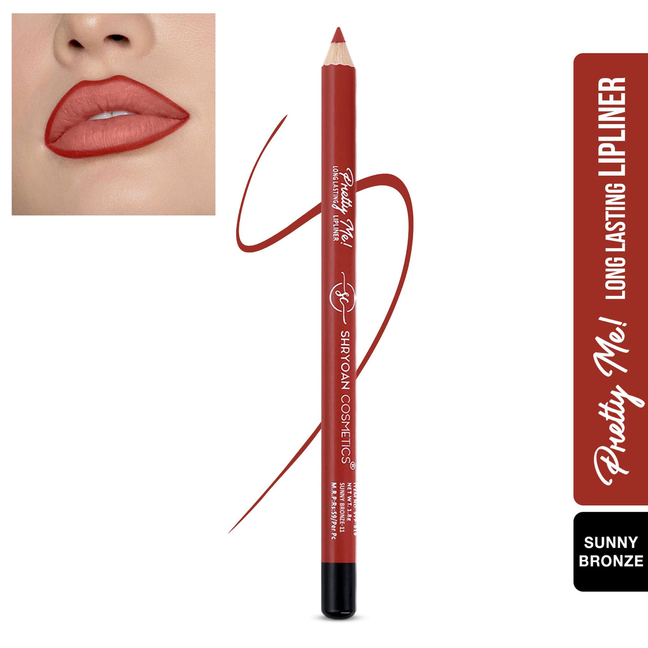 Shryoan Pretty Me Bold Lipliner & Eye Liner Pencil | Waterproof & Smudge Proof | Long-lasting Lip Liner | Matte Finish Lip Pencil | Non-drying Formula (pack of 1, pack of 1)