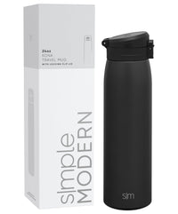 Simple Modern Insulated Thermos Travel Coffee Mug with Snap Flip Lid | Leakproof Reusable Stainless Steel Tumbler Cup | Gifts for Women Men Him Her | Kona Collection | 24oz | Midnight Black - Midnight Black