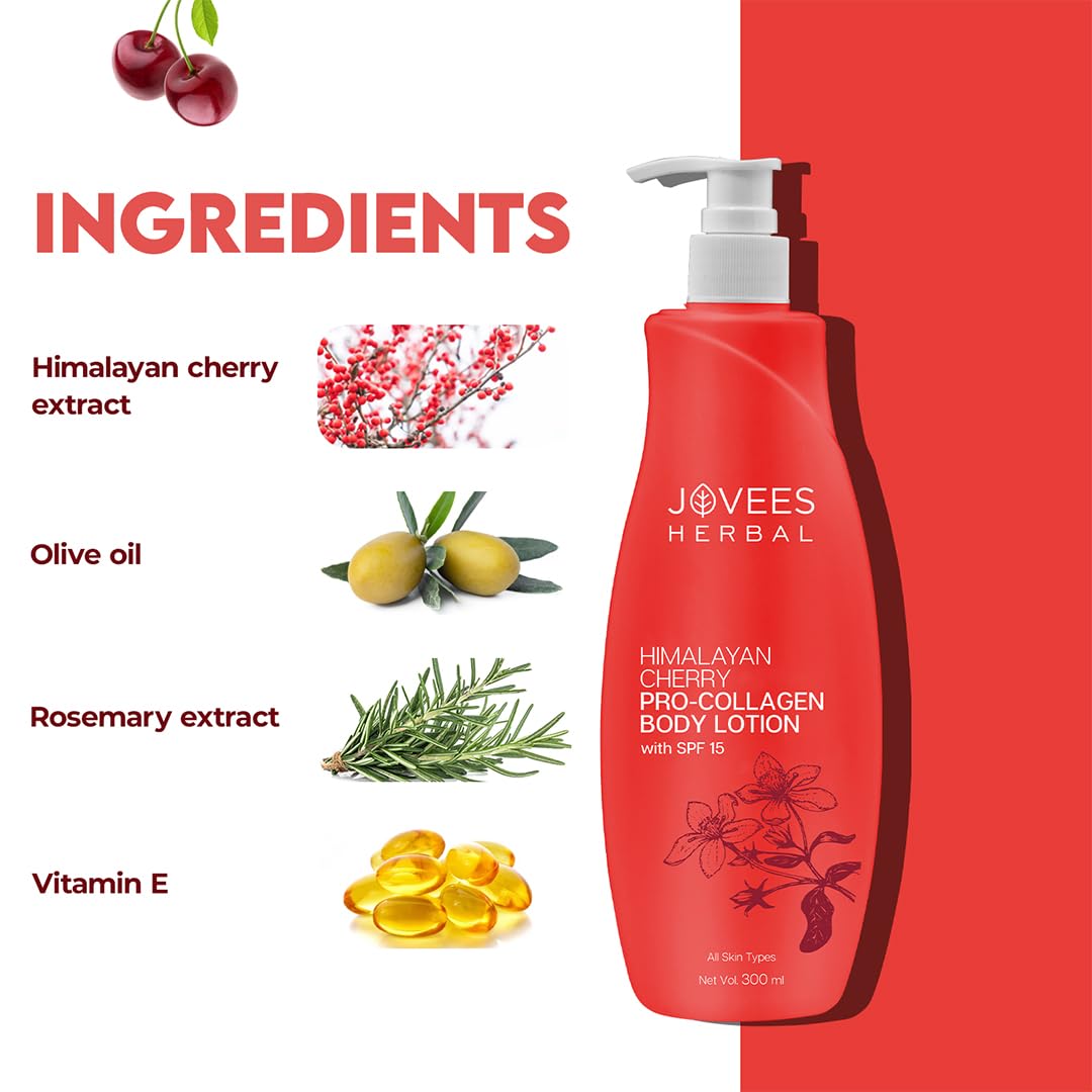 Jovees Herbal Himalayan Cherry Body Lotion For Smooth and Healthy Looking Skin | 72hr Deep Nourish Moisturizer for Women & Men 300ml