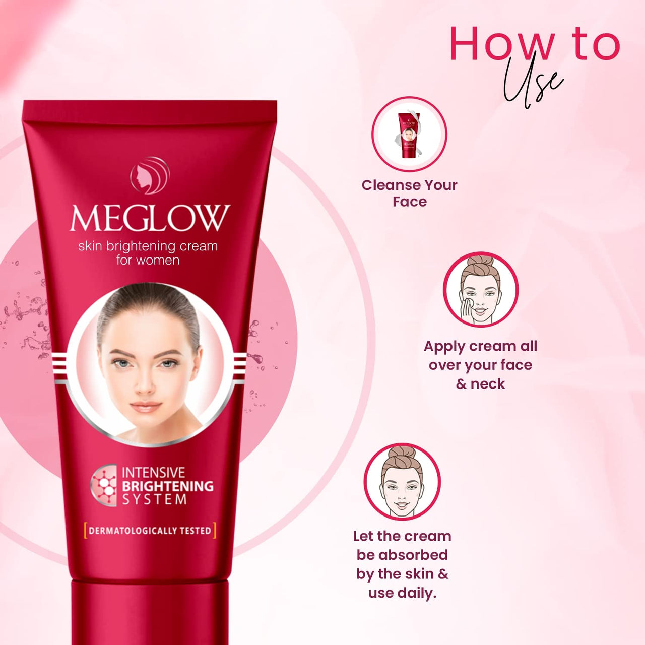 Meglow SPF 15 Paraben-Free Formulation Enriched with Aloe Vera Extract, Cucumber Extracts and Vitamin E Premium Fairness Face Cream for Women (50g, Combo Pack of 2)