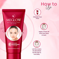 Meglow Skincare Combo Pack of 3-2p Refreshing Facewash & 1p Women Skin Birghtening Fairness Cream 50g for Women