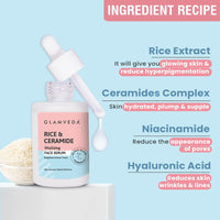 Glamveda Rice Water & Ceramide Vitalizing Serum Skin Barrier Building & Nourishing | For Dry, Sensitive & Combination skin | No Paraben, Sls | 30ml