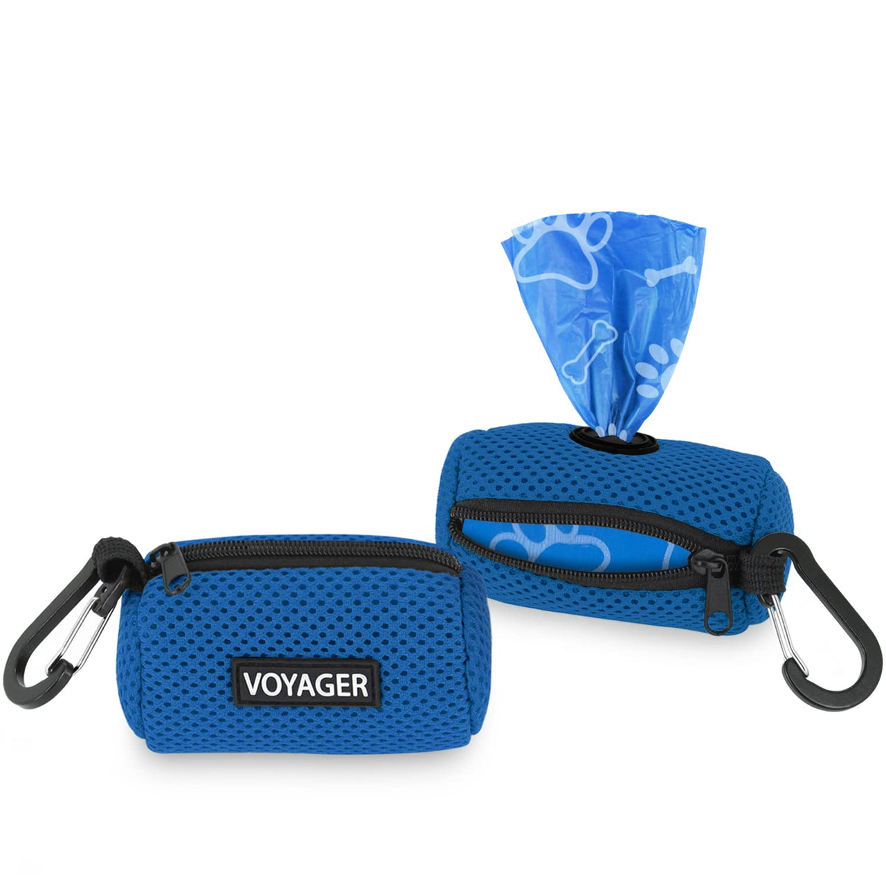 Best Pet Supplies 2-Pack Dog Poop Bag Holder Leash Attachment, Color, Reusable Mesh Dispenser Pouch for Travel, Walking, Park, and Outdoor Use, Soft and Durable with Clip-On - Mesh Royal Blue