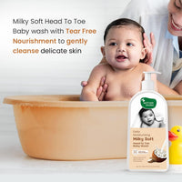 Mother Sparsh Milky Soft Head to Toe Baby Wash & Baby Shampoo-400ml with Milk Protein & Shea Butter |Ph balanced & Paraben free 2 in 1 Natural Baby Body Wash