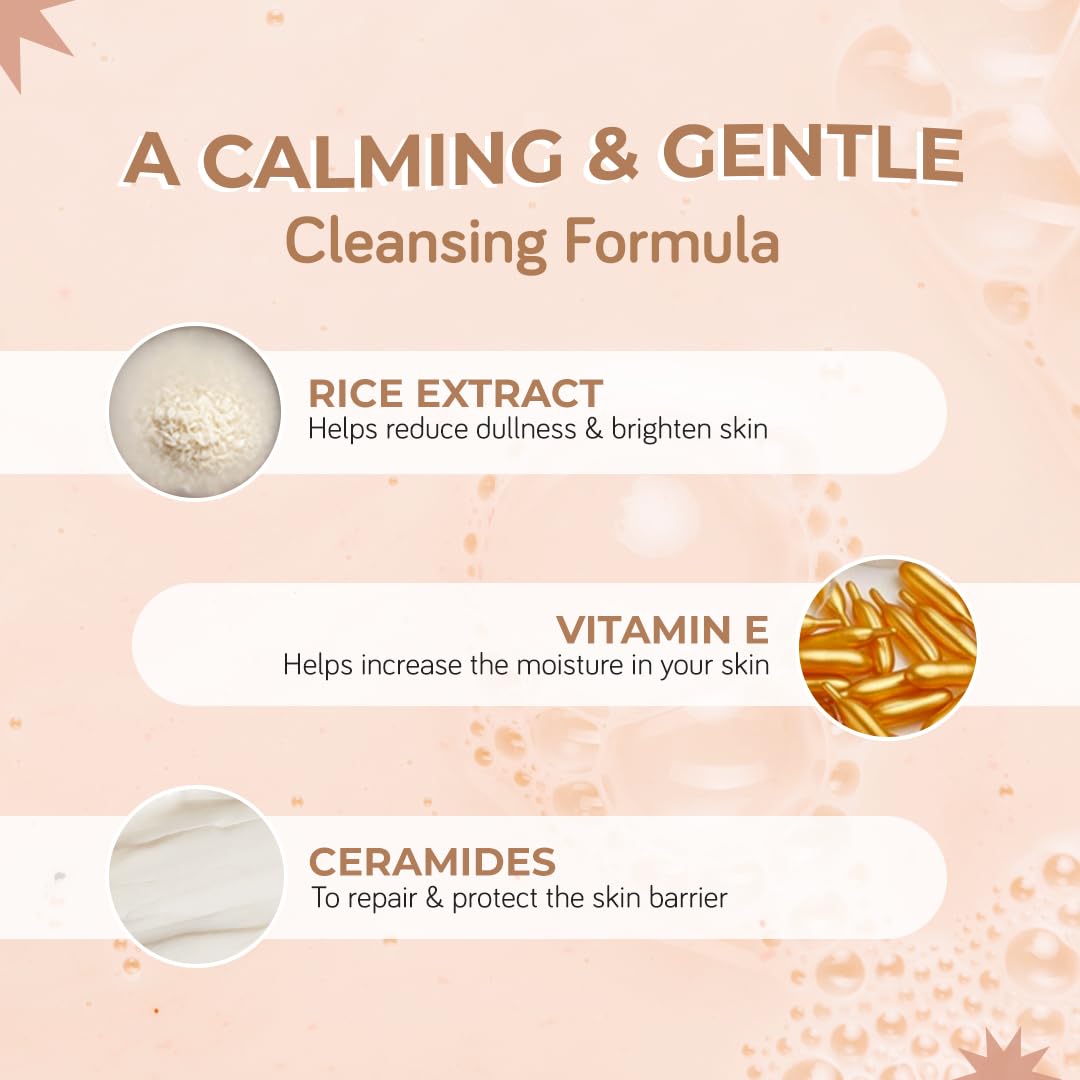 Moody Derma Soothe Barrier Repairing Face Wash Cleanser With Ceramide, Vitamin E & Rice Extract | Face Wash For Combination Skin | Sensitive Skin Face Wash | Glowing Skin | Suitable For All Skin 120 ml