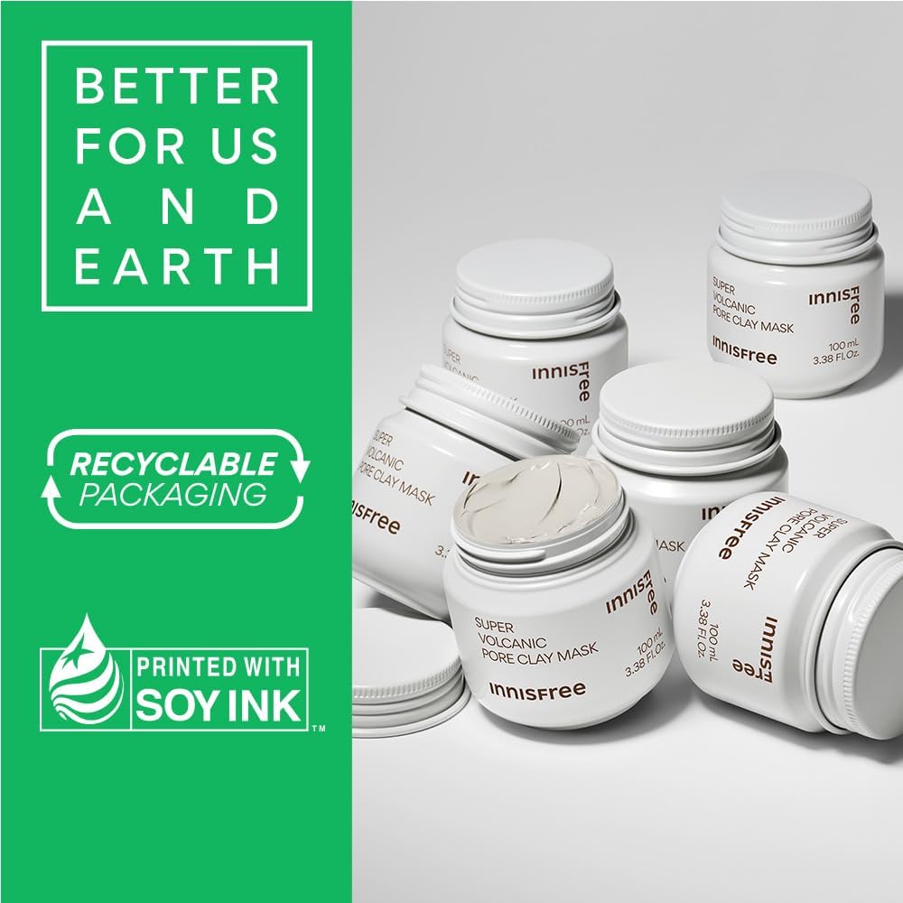 Innisfree Super Volcanic Pore Clay Mask 100ml |De-Tan Face Pack for Brightening | Oil Control & Deep Cleansing | Blackhead Removal, Triple Exfoliation with Volcanic Clusters & AHA |Korean Skincare