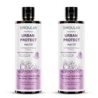 Singular Urban Protect Hair Oil for Pollution and UV Defense | Pure & Natural Cold Pressed Oil Infused with Nature's Best Argan, Coconut, Moringa, Green Tea, Sesame Oil with Vitamin E | Ideal for Damaged and Dry Hair | 400 ml