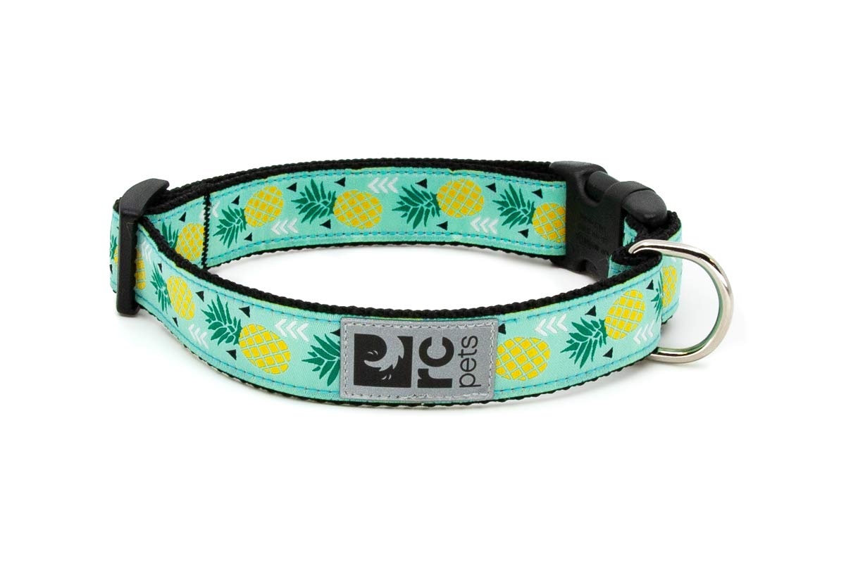 RC Pets 1 Inch Adjustable Dog Clip Collar, Medium, Pineapple Parade M (Neck: 12"-20", Strap Width: 1")