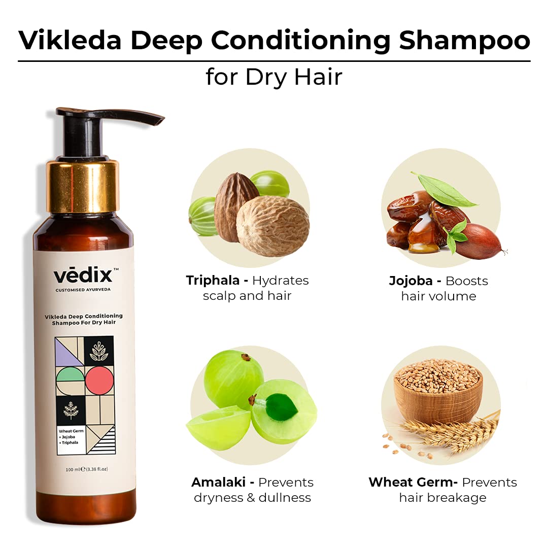 Vedix Customized Hair Fall Control Regimen - Normal-Oily Scalp & Curly Hair - 3 Product Kit - Anti Hair Fall Oil Hibiscus + Eclipta - Shampoo For Dry Hair, 540 Grams
