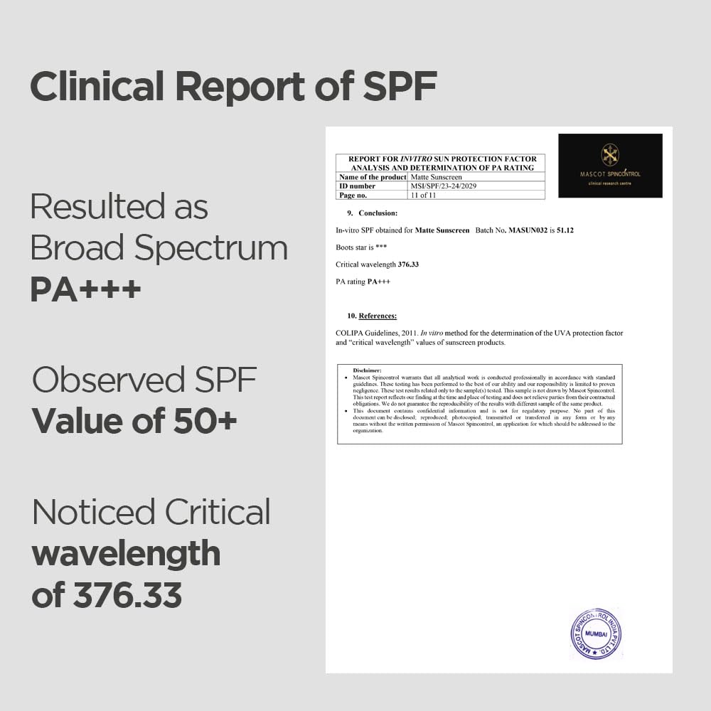 SunScoop Ultra Matte Dry Touch Sunscreen SPF 50 PA+++ |Matte Finish | Zinc Oxide & 0.1%ww Salicylic Acid for Oily Acne Prone Skin | Broad Spectrum, Non Comedogenic & No White Cast|For Women & Men-45gm