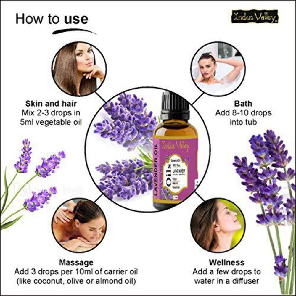 Indus Valley 100% Pure Natural & Organic, Undiluted Lavender Essential Oil with Dropper for Skin, Hair Care -15ml
