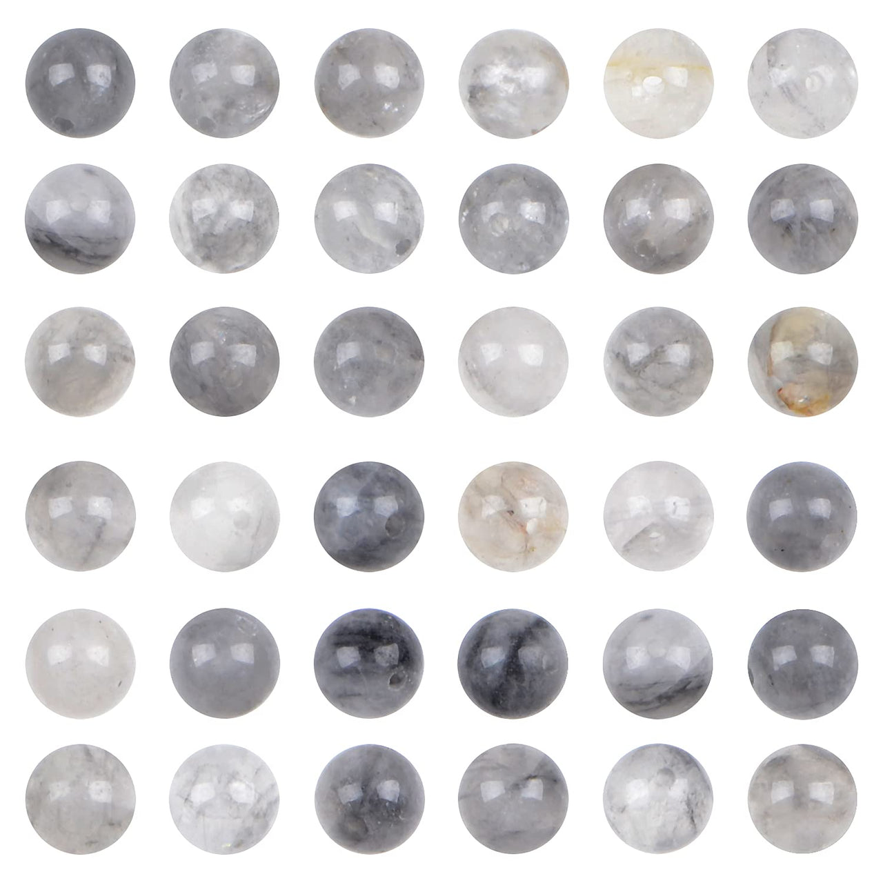 Bymitel 210pcs Natural Crystal Beads Stone Gemstone Round Energy Healing Loose Beads with Stretch Cord for Jewelry Making Bracelets Anklets (Cloud Crystal Quartz, 4mm 210pcs) Cloud Crystal Quartz