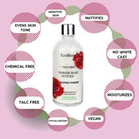 EcoBerry Damask Rose Vetiver Dusting Powder,Chemical &Talc Free,Hypoallergenic,Organic Certified Ingredients,No Whitish Cast, Mattify,Non-Comedogenic, Sensitive Skin,100% Natural & Handmade,Vegan 50g