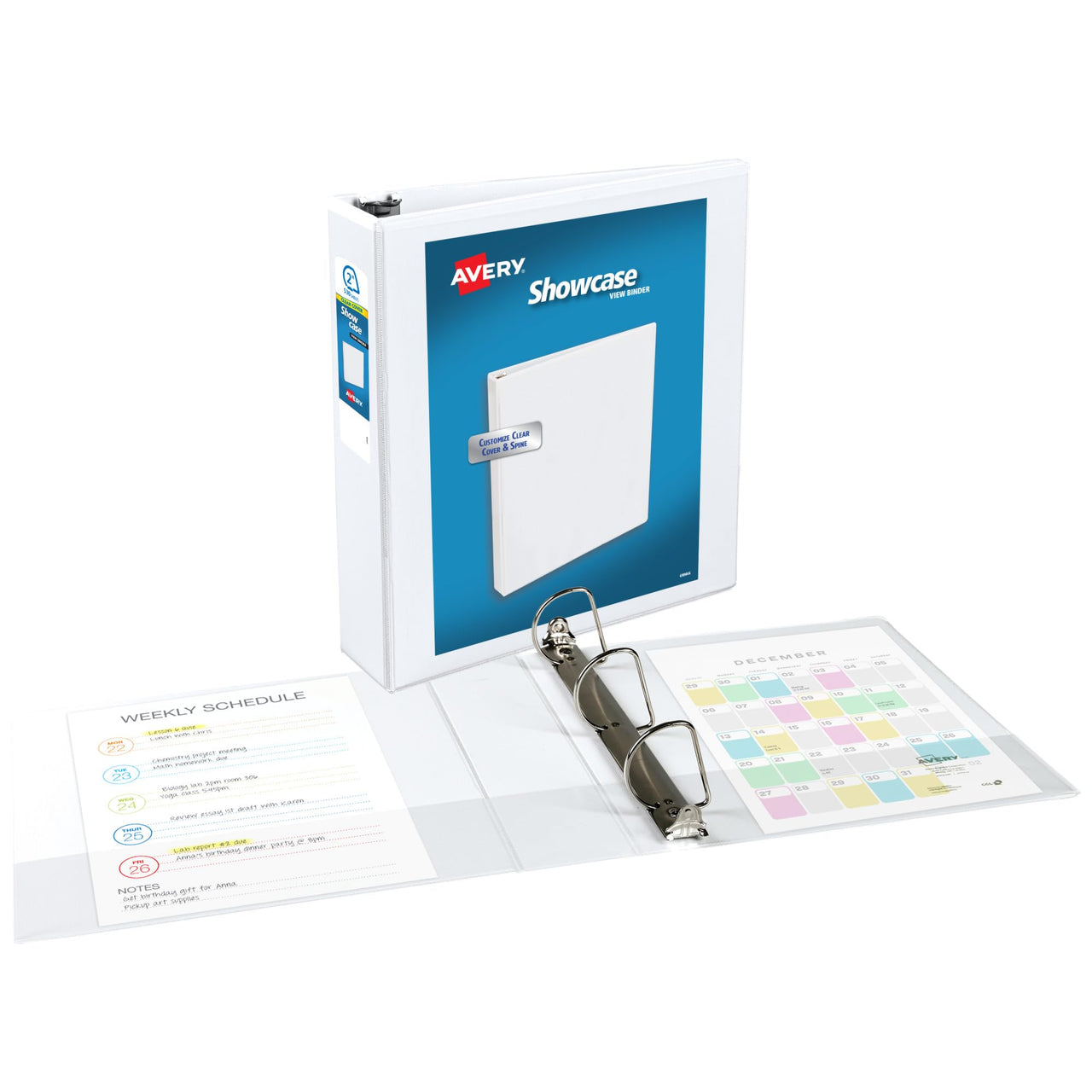 Avery Economy Showcase View 3 Ring Binder, 2 Inch Slant Rings, 1 White Binder (19701) 2" 1 Pack