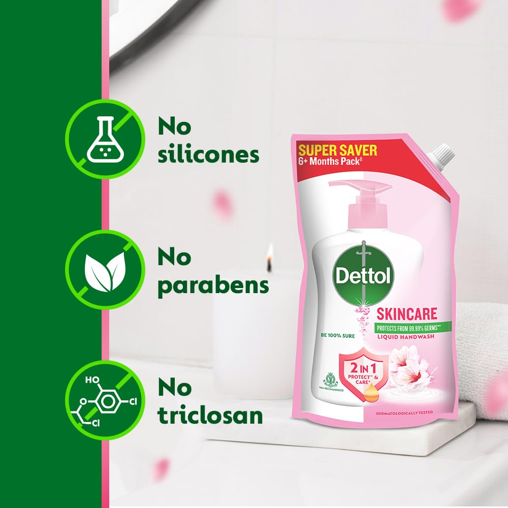 Dettol Liquid Handwash Refill – Skincare Hand Wash- 675ml (Pack fo 2) | pH Balanced | 10x Better Germ Protection
