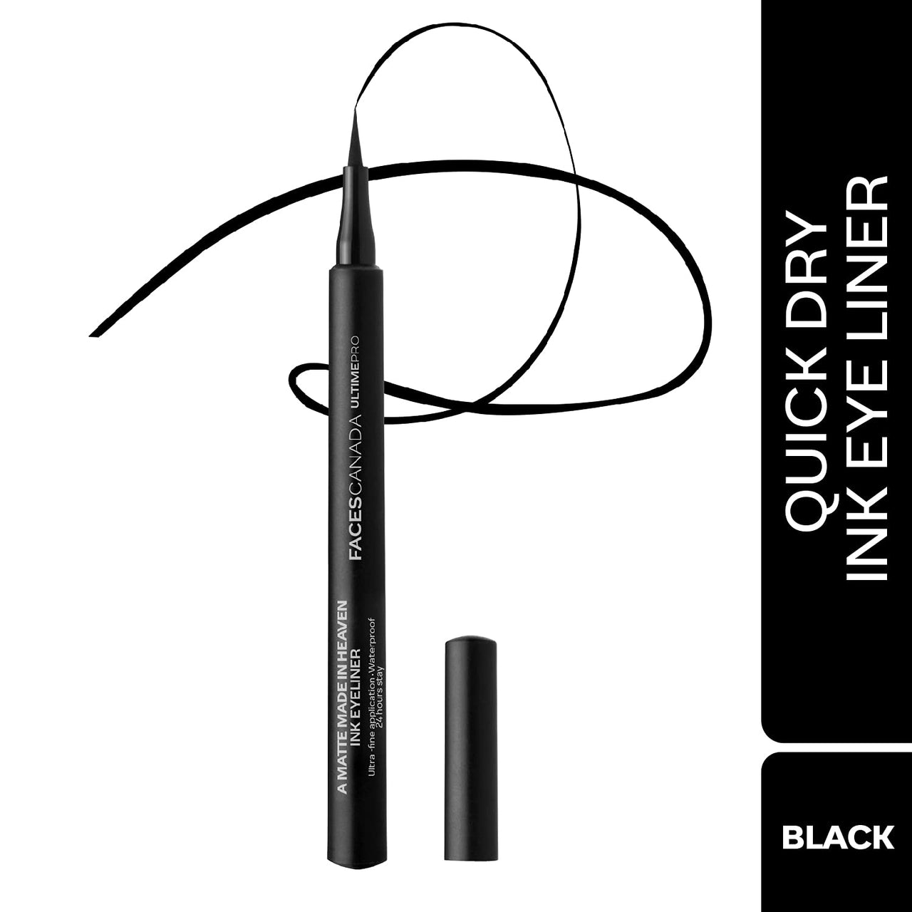 FACESCANADA Ultime Pro A Matte Made in Heaven Ink Eyeliner - Black, 1.2 ml | Felt Tip Pen Liner For Ultra Fine Application | 24 Hr Long Stay Formula | Waterproof, Smudgeproof & Transferproof