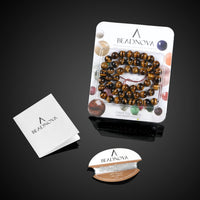 BEADNOVA Yellow Tiger Eye Beads Natural Crystal Beads Stone Gemstone Round Loose Energy Healing Beads with Free Crystal Stretch Cord for Jewelry Making (8mm, 45-48pcs) 8mm 06) Brown Tiger Eye Round Beads