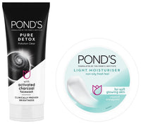 POND's Light Face Moisturizer 200 ml, Daily Lightweight Non-Oily Cream with Vitamin E for Soft Glowing Skin, SPF 15 - With Vitamin C & Niacinamide & POND's Pure Detox Face Wash 100 g