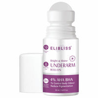 ELIBLISS Bright & Shine Underarm Roll-On with 4% AHA BHA to Control Body Odour & Reduce Pigmentation, Paraben & Sulphate Free, Visible Results in 3 Months 50ml