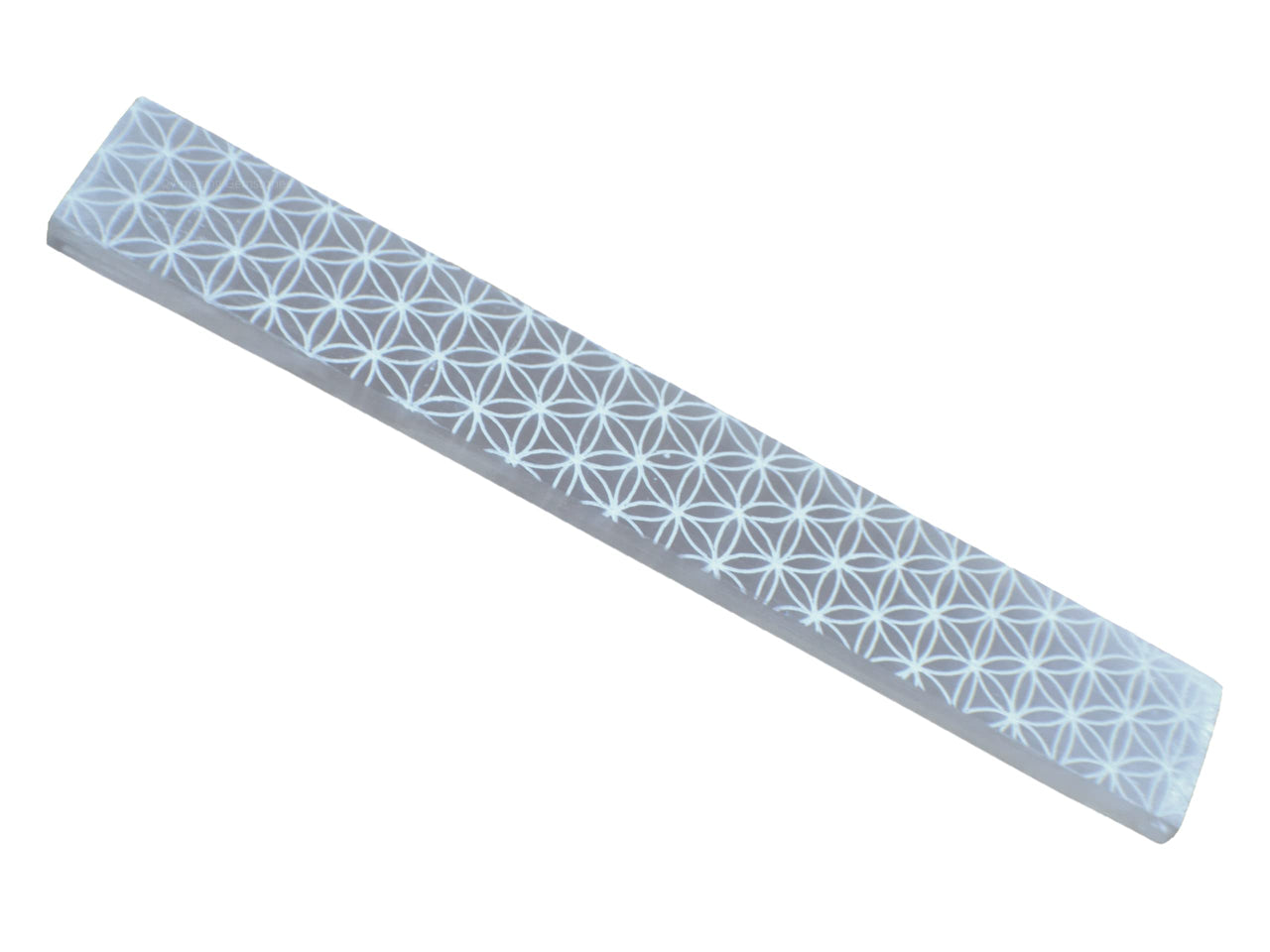 Selenite Crystal Charging Plate For Crystals And Healing Stones, 7.5" Selenite Crystal Plate Engraved Flower of Life Coaster For Home Office Table Decor (Selenite Stick) Rectangle