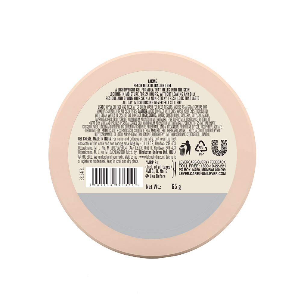Lakmé Peach Milk Ultra Light Gel 50 G