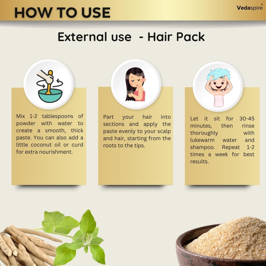 Ashwagandha Powder for Strength, Stress Relief & Mental Clarity – Pure Ayurvedic Herb for Recovery & Anxiety Support | Vedaspire Withania Somnifera | 100g (2 x 50g Packs)”