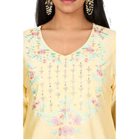 Kashish Women's  Viscose Embroidered Round Neck Straight Fit Kurta