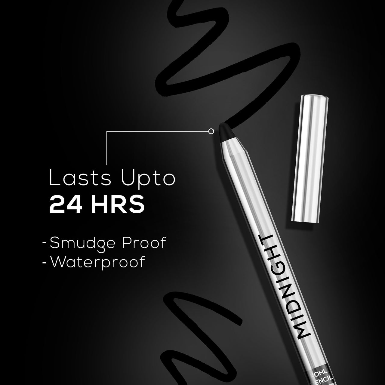 RENEE Midnight Kohl Kajal Pencil | Waterproof, Smudgeproof With Sharpener | 24 Hours Long Stay | Darkest Black | One Swipe Application | Vitamin E, Olive Oil and Castor Oil | Matte Finish |1.5 Gm