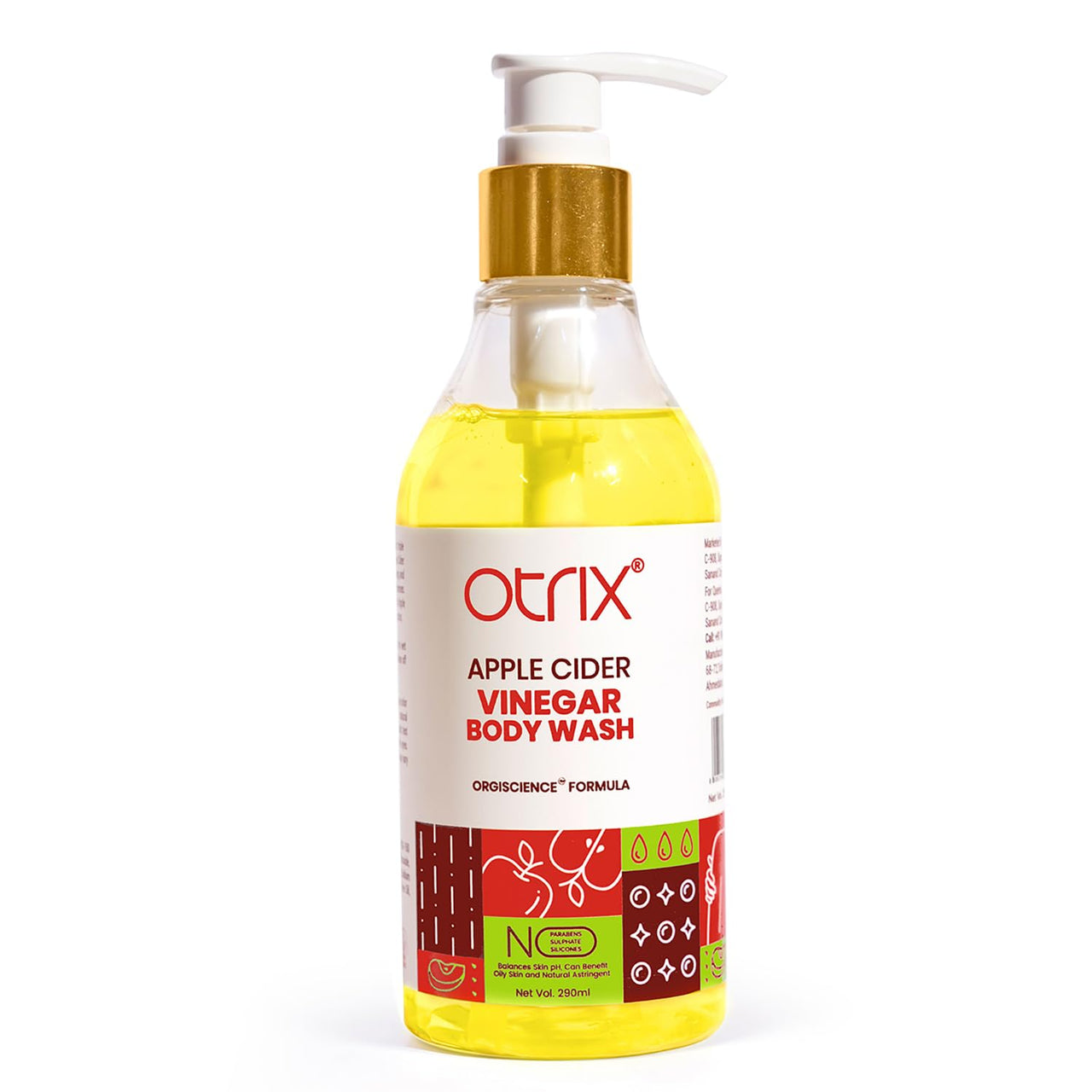 Otrix Apple Cider Vinegar Body Wash with Linoleic Acid, Purifying and Hydrating Cleanser, pH Balancing, For Men and Women, 290ml